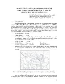 Tính toán dòng chảy, vận chuyển phù sa bùn sét và tốc độ bồi lắng đáy kênh lấy nước làm mát nhà máy nhiệt điện uông bí mở rộng