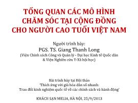 Tổng quan các mô hình chăm sóc tại cộng đồng cho người cao tuổi Việt Nam