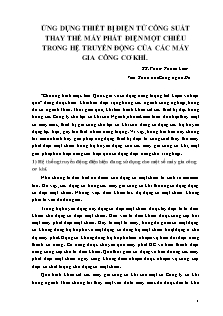 Ứng dụng thiết bị điện tử công suất thay thế máy phát điện một chiều trong hệ truyền động của các máy gia công cơ khí