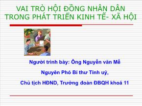 Vai trò hội đồng nhân dân trong phát triển kinh tế - Xã hội